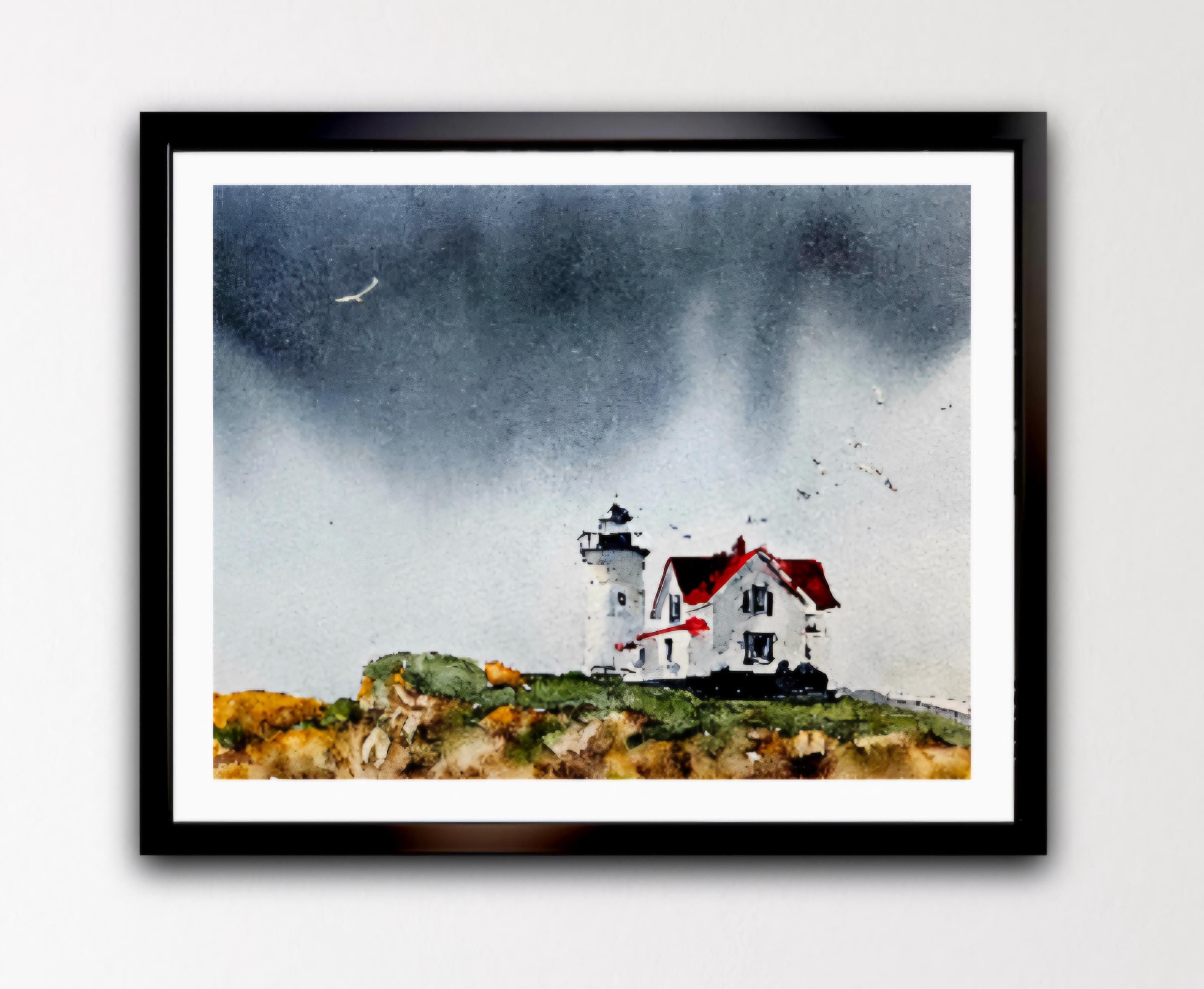 Lighthouse Original Painting Watercolor, Lighthouse Painting ...