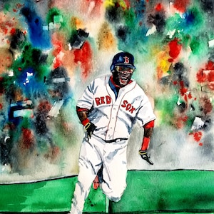 DAVID ORTIZ, Watercolor Print, Red Sox Painting, , Watercolor Print ORIGINAL - Open Edition &quot;Big Pap&quot; David Ortiz, Boston Sports