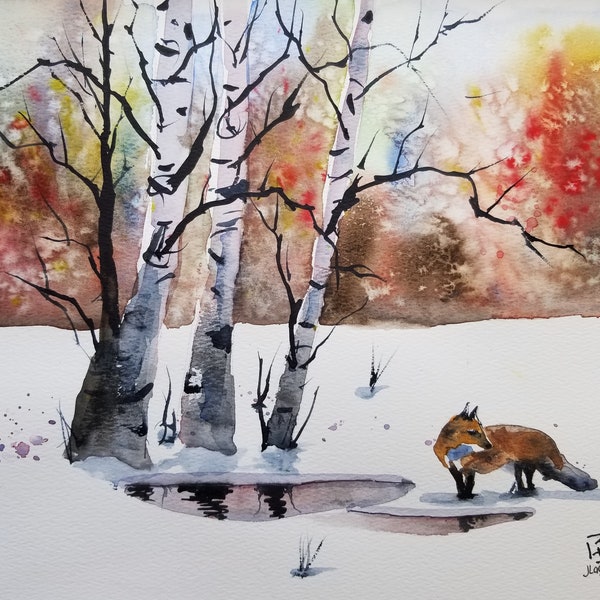 The Foxes, Fox painting, Animal painting, Fox, Watercolor original, animal art, jim lagasse, animal wall art, nursery art, painting