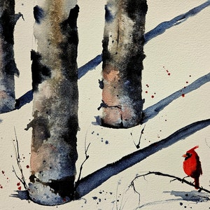 Cardinal bird Painting original watercolor painting, bird art,cardinal painting, cardinal art, bird painting, home decor, artist Jim Lagasse