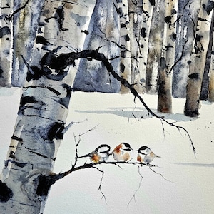 ACEO Print Aceo Limited Edition Art Card Aquarelle Impression Paysage Impression Art de collection Art miniature Art non encadré, Arbre Charlie Brown