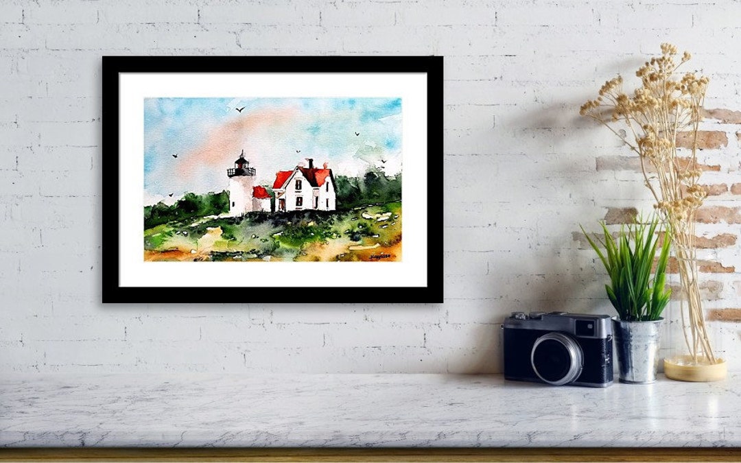 Watercolor Print/lighthouse, Landscape, Original Painting Modern ...