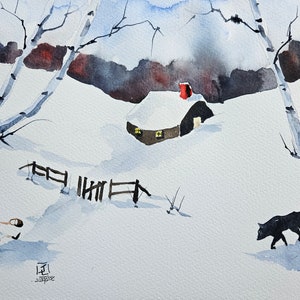 ACEO Print Aceo Limited Edition Art Card Watercolor Print Landscape Painting Collectible Art Miniature Art Unframed Art, fox