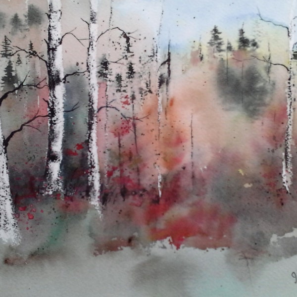 WATERCOLOR ORIGINAL Painting, Original Watercolor Painting-watercolor landscape, Pinetreeart, WATERCOLOR, landscape original, painting