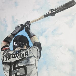 Dustin Pedroia, Watercolor Print, Red Sox Painting, , Watercolor Print ORIGINAL - Open Edition.