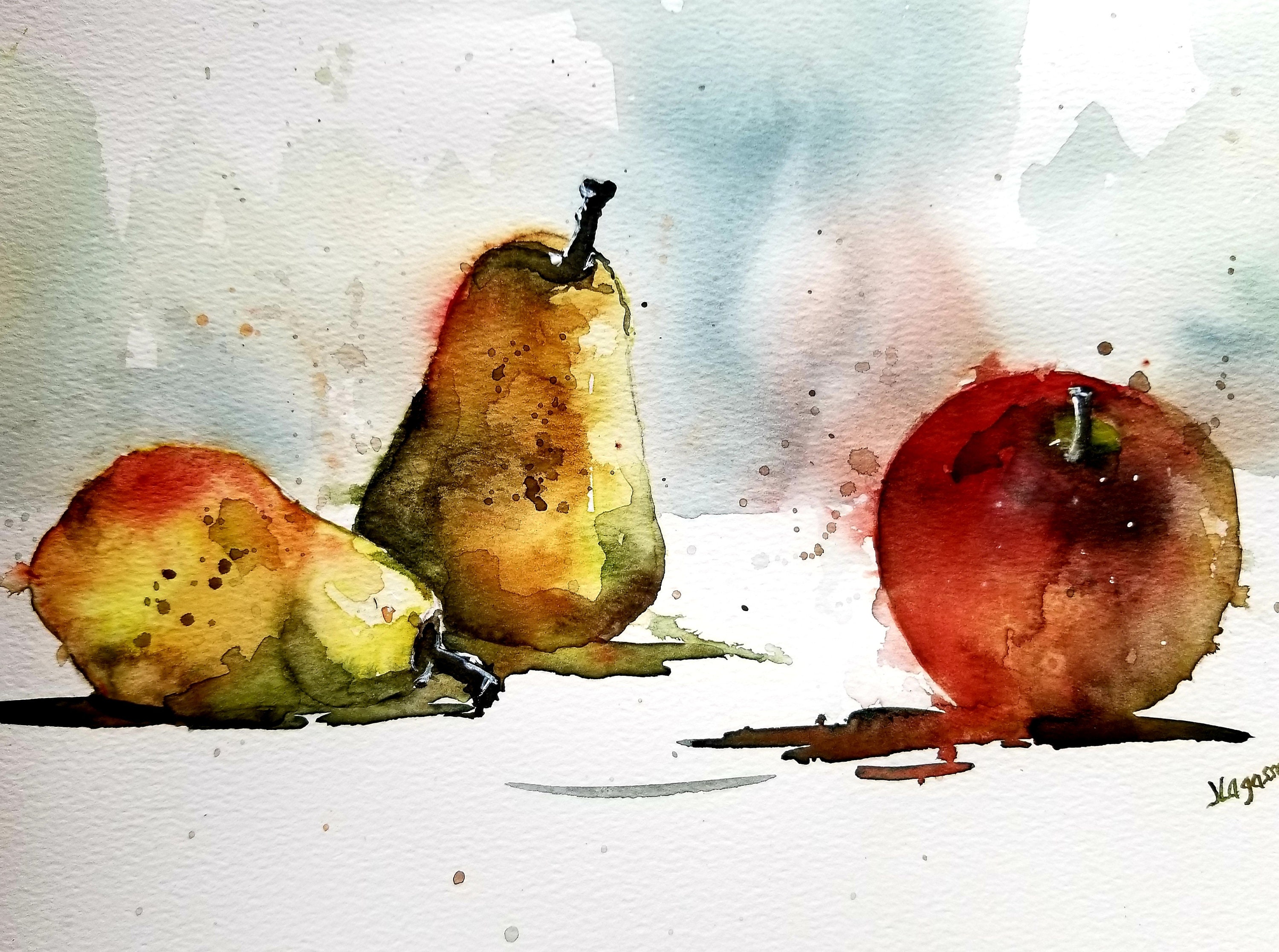 Zo snel als een flits dodelijk Geval Peren Peer en appel schilderij stilleven schilderij fruit - Etsy Nederland