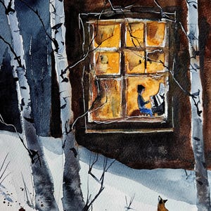 ACEO Print Aceo Limited Edition Art Card aquarel schilderij landschap schilderij Collectible Art miniatuur kunst ingelijste kunst, berkenboom