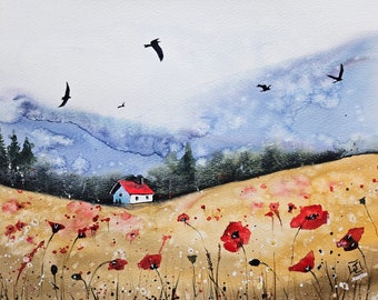ACEO Print Aceo Limited Edition Art Card Watercolor Painting Landscape Painting Collectible Art Miniature Art Unframed Art, bird  print
