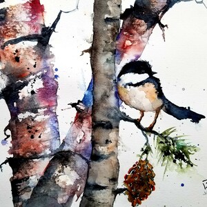 Chickadee Prints, animal prints, bird prints, animal art, wall art, birds, birch tree art, nursery art, bird art, Maine artist, Jim Lagasse
