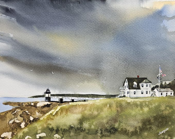 Lighthouse Original Painting Watercolor, Lighthouse Painting, Gallery ...