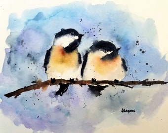 CHICKADEE Aquarelle Print, Bird Art Painting, par l'aquarelliste Jim Lagasse