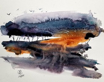 【希少】 絵画 水彩画 絵画】安らぎの高千穂峡（複製画） | 空間ペインター芳賀健太