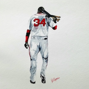 DAVID ORTIZ, Aquarell Druck, Red Sox Original, Druck, Aquarell Druck ORIGINAL - Open Edition ""Big Pap" David Ortiz|Boston Sports"