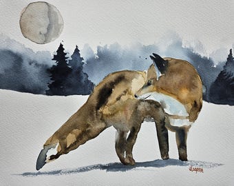 Fuchs Malerei, Animal Art, Kinderzimmer Kunst, ORIGINAL, Vogel Kunst, Aquarellmalerei, original Aquarell, Malerei Animal Art, Fuchs