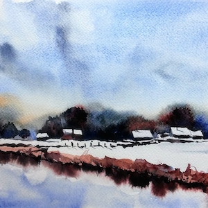 Landscape Watercolor Painting by Jim Lagasse | Painting | Original Landscape Watercolour | Landscape Trees Painting | Original Watercolor