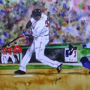 David Ortiz, Red Sox Painting, Fenway Park, Watercolor Art Print - Open Edition &quot;Big Pap&quot; David Ortiz