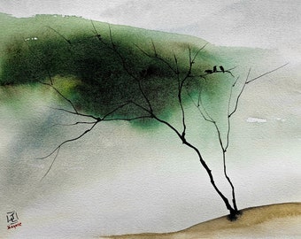 Abstract landscape, landscape watercolor, abstract landscape painting, landscape painting, semi abstract landscape, watercolor landscape