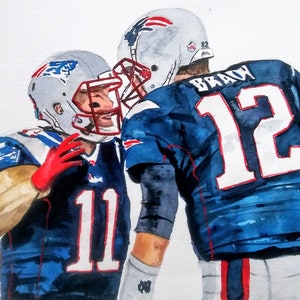 Original Watercolor Print- &quot;Tom Brady&quot; Limited Edition Print , NFL, New England Patriots, Julian eldeman, Tom Brady, Football Art
