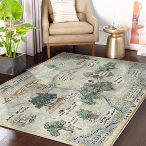 Tapete de 100 acres Woodland - Tapete de mapa de fantasia do Ursinho Pooh para crianças - Tapete de bebê Winnie, tapete de área do Ursinho Pooh - Tapete de mapa de livro de histórias