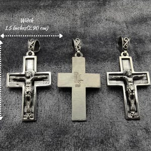 Christian Orthodox Cross Necklace, Jesus Cross Pendant, Silver Religious Jewelry for Him, Unique Birthday Gift Idea