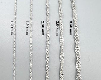 925 Sterling Silver Singapore Chain Necklace, Dainty Twist Choker, Handmade Pendant Chain, Gift for Her