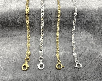 925 Sterling Silver Chain Necklace for Women, Handmade Minimalist Jewelry & Elegant Sequin Mirror Bracelet Gift