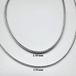 925 Sterling Silver Foxtail Chain Necklace – Thin Oxidized Wheat Choker, Pendant Chain, Durable & Stylish Jewelry