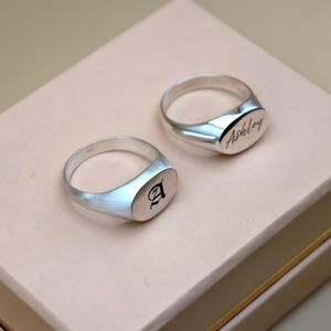 Old English Initial Ring – Personalized Gothic Signet Ring in Silver, Custom Gothic Old English Initial Jewelry