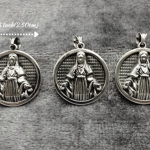 Handmade Our Lady of Graces Necklace, Personalized Silver Virgin Mary Pendant, Religious Christian Gift for Her