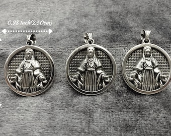 Handmade Our Lady of Graces Necklace, Personalized Silver Virgin Mary Pendant, Religious Christian Gift for Her