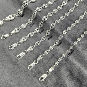 925 Sterling Silver Chain Necklace, Handmade Puffed Anchor Mariner Unisex Jewelry for Men & Women, Summer Style Accessory