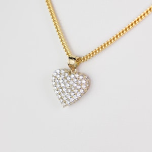 10K Solid Gold Cubic Zirconia Heart Pendant – Sparkling Valentine's Day Gift