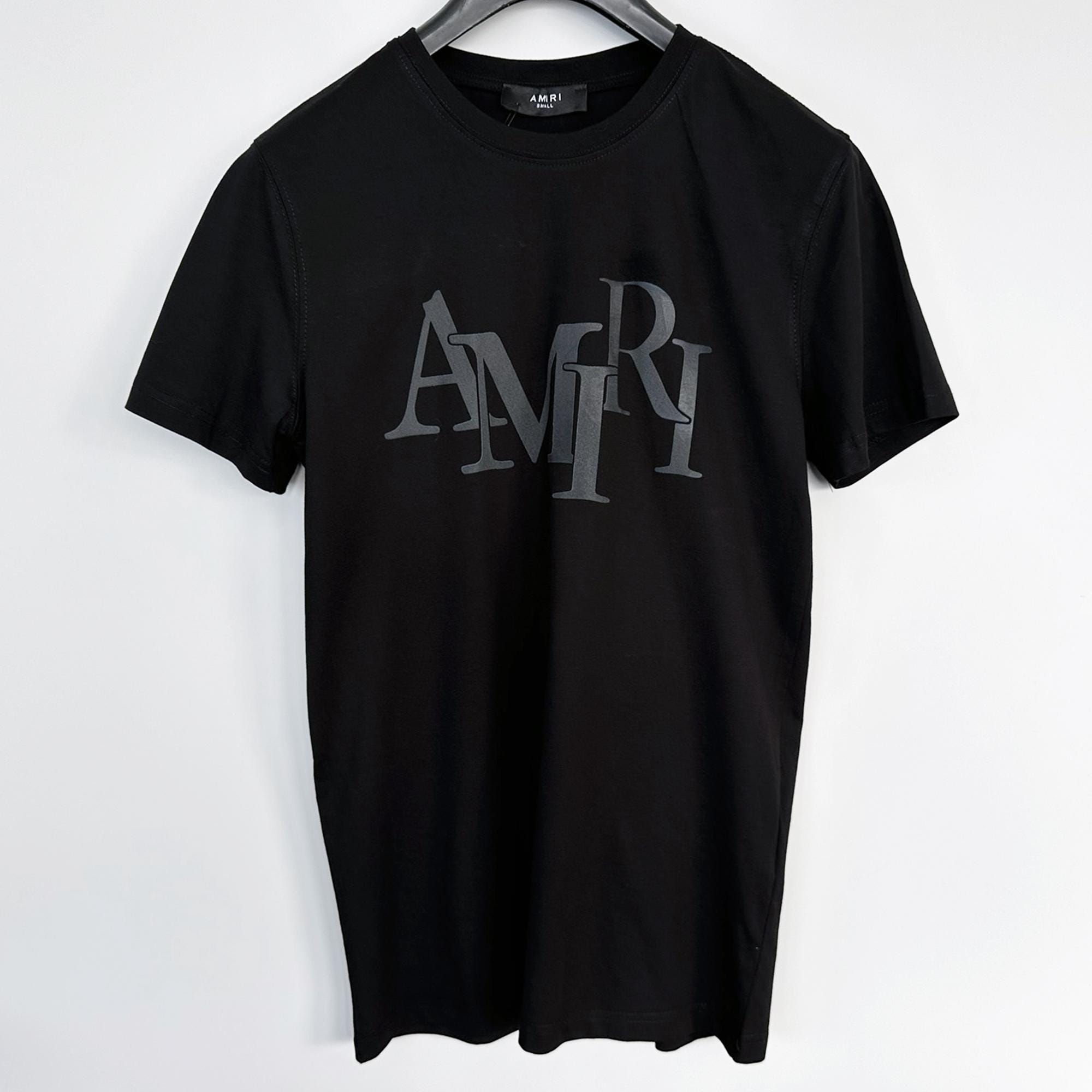Amiri Black T-shirt With Black Matt Logo Print on Chest Size