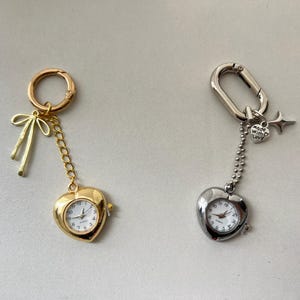 Porte-clés montre coeur An2K, accessoire de sac breloque étoile, porte-clés montre en or, breloque dé, accessoire de sac de poker, porte-clés horloge An2K, joli cadeau montre