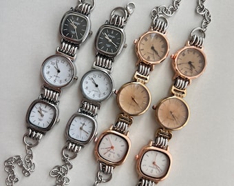 Retro punk multi watch bracelet, three clock bracelets,grunge gold watch bracelet, Y2K watch jewelry, Trendy silver wrist watch jewelry gift