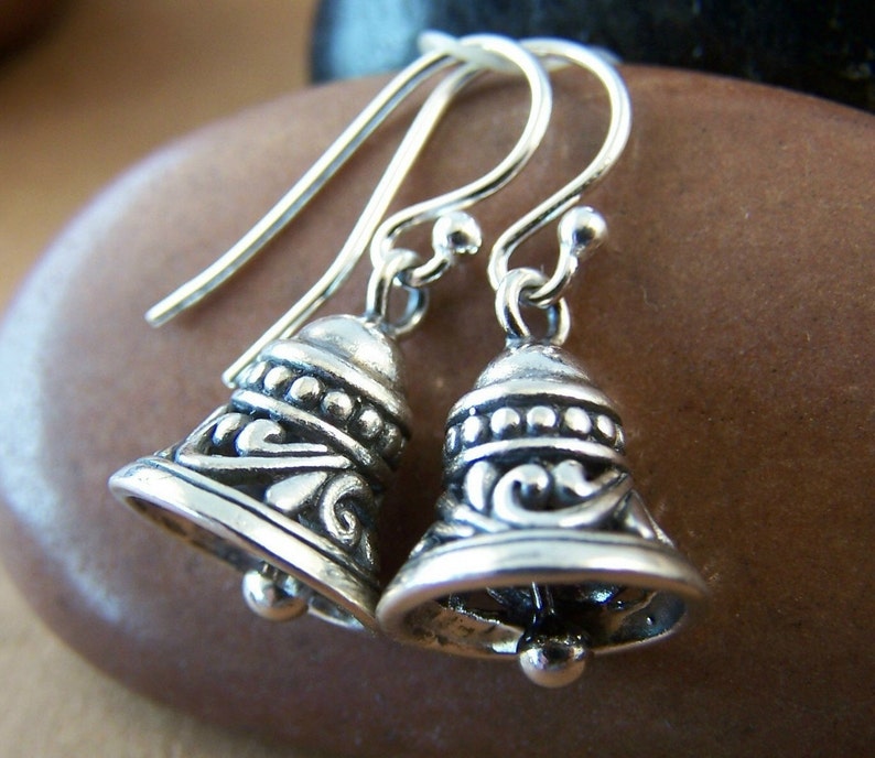 Silver Bells Earrings Sterling Silver Filigree Bell Dangle Etsy