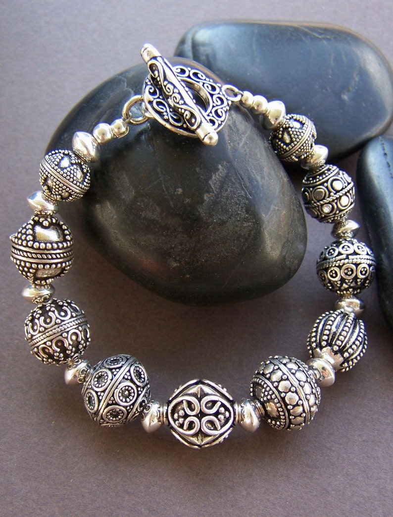 Nadia Bali Silver  Bracelet Sterling Silver  Bali  Beaded Etsy