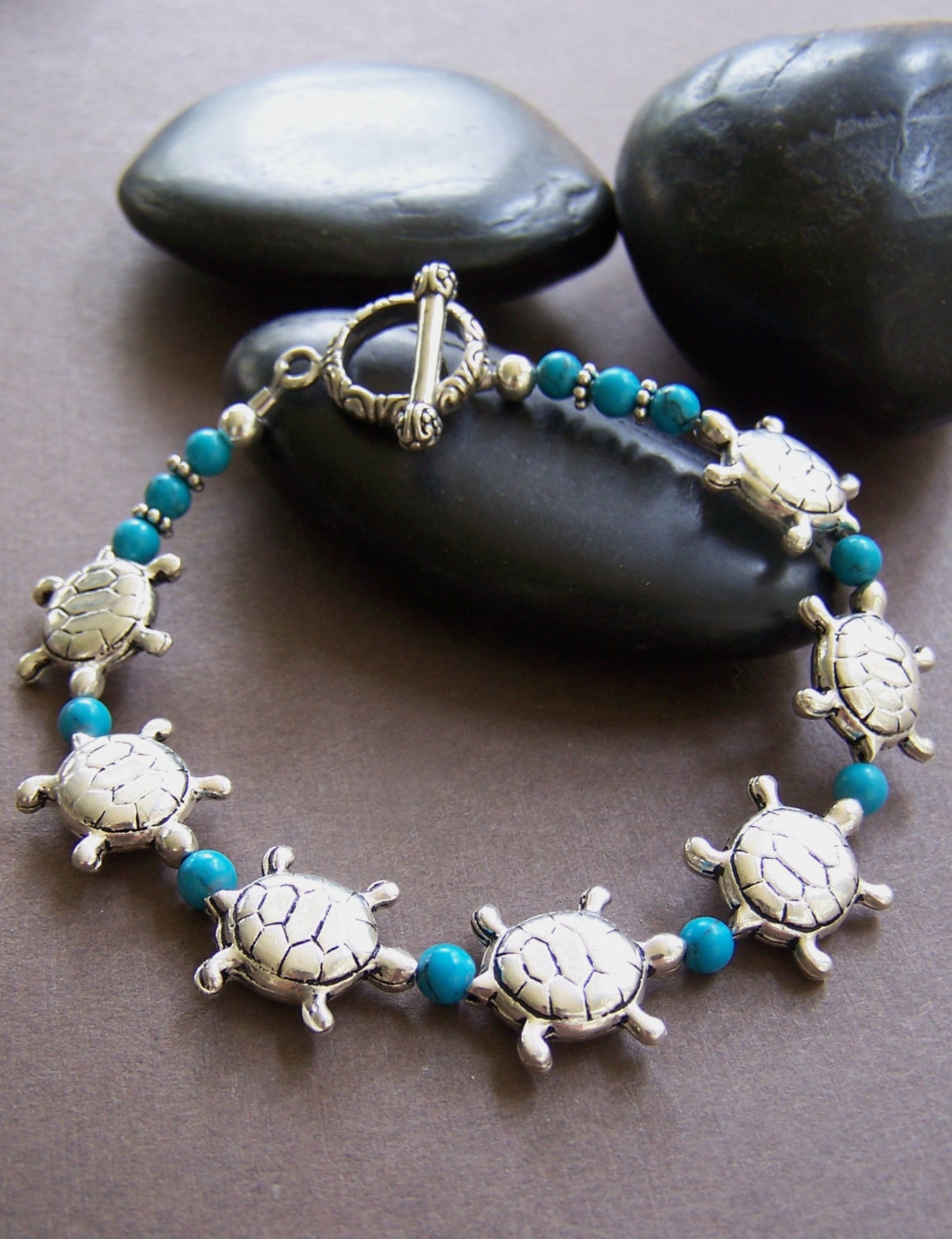 Sea Turtle Bracelet Sterling Silver with Turquoise Bracelet | Etsy