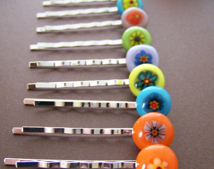 Choose One Colorful Fused Glass Hair Pin Bobby Pin Etsy