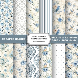 Watercolor Pastel Floral Digital Paper, Seamless Spring Background, Soft Flowers Pattern for Scrapbooking, Cards, Crafts, Shabby Chic