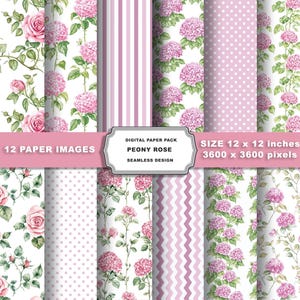 Watercolor Pink Floral Digital Paper, Soft Seamless Flower Pattern, Pastel Background for Scrapbooking, Wedding & DIY Crafts, Soft Romantic