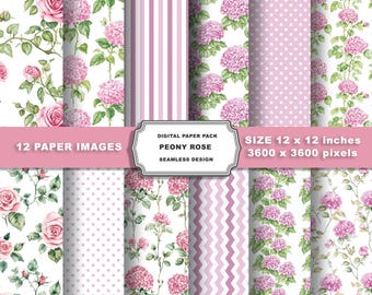 Papel digital floral rosa aquarela, padrão floral suave e sem costura, fundo pastel para scrapbooking, casamento e artesanato faça você mesmo, suave e romântico