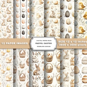 Vintage Watercolor Easter Digital Paper Seamless  Printable Paper Pack Beige Ditsy Roses Scrapbook Paper Romantic Pattern