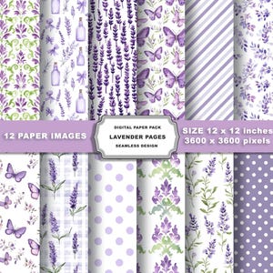 Lavender Digital Paper, Purple Floral Background for Scrapbooking, Wedding Invitations, Instant Download, DIY Crafts