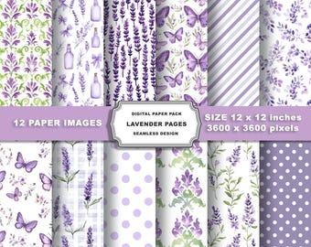 Lavender Digital Paper, Purple Floral Background for Scrapbooking, Wedding Invitations, Instant Download, DIY Crafts