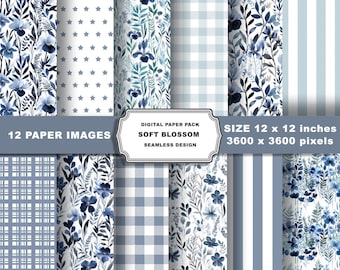 "Aquarell Pastell Blumen Digitales Papier ""Nahtlos Shabby Chic"" Papier Pack Blumen Scrapbook Papiermuster."
