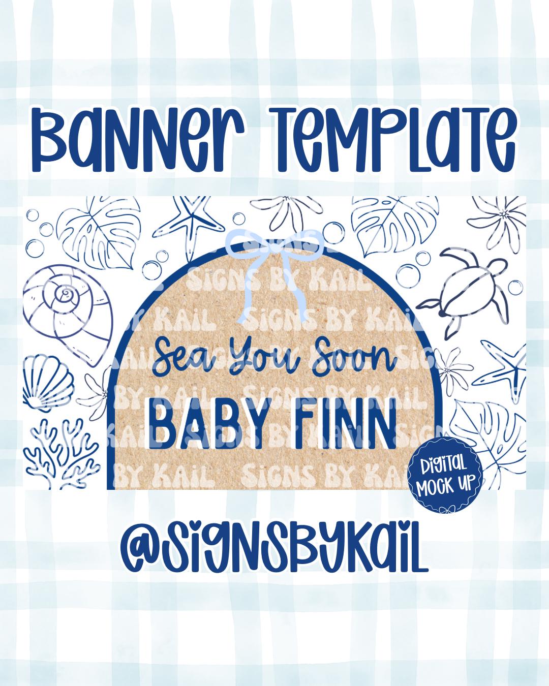 Digital Banner Template | Baby Shower Gender Reveal Sea You Soon Ocean ...