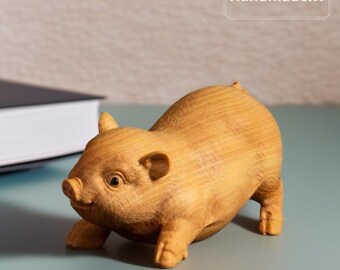 ヴィンテージの木製子豚の彫刻/置物、本棚、デスク装飾 - Etsy 日本