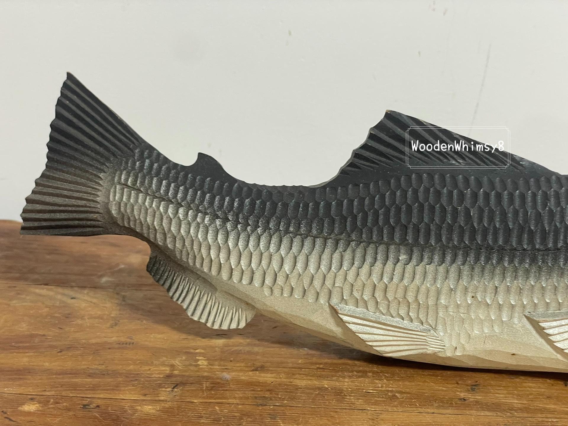 手彫りの木製魚彫刻、両面（13.4インチ、海岸スタイル） - Etsy 日本