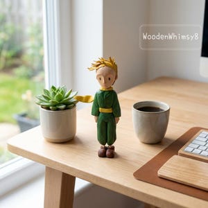 The Little Prince Figurine: Hand-Carved Wood with Eco-Friendly Paint, Storybook Character Desk Decor, Literary Gift image 7